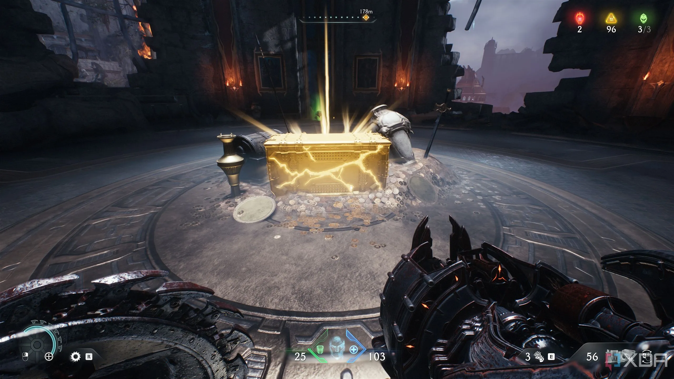 Rương vàng ở trung tâm tòa tháp Sentinel Barracks, cần cẩn trọng Shadow Imp Stalkers.