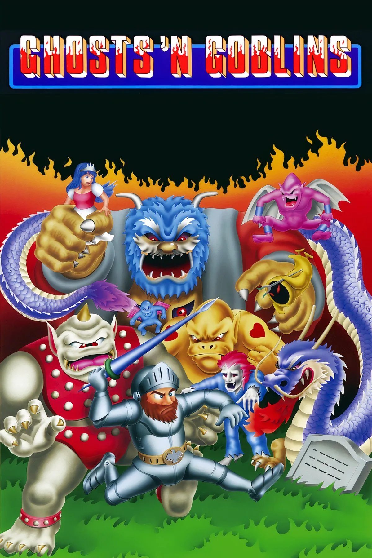 Sir Arthur và các quái vật trong game Ghosts 'n Goblins huyền thoại.