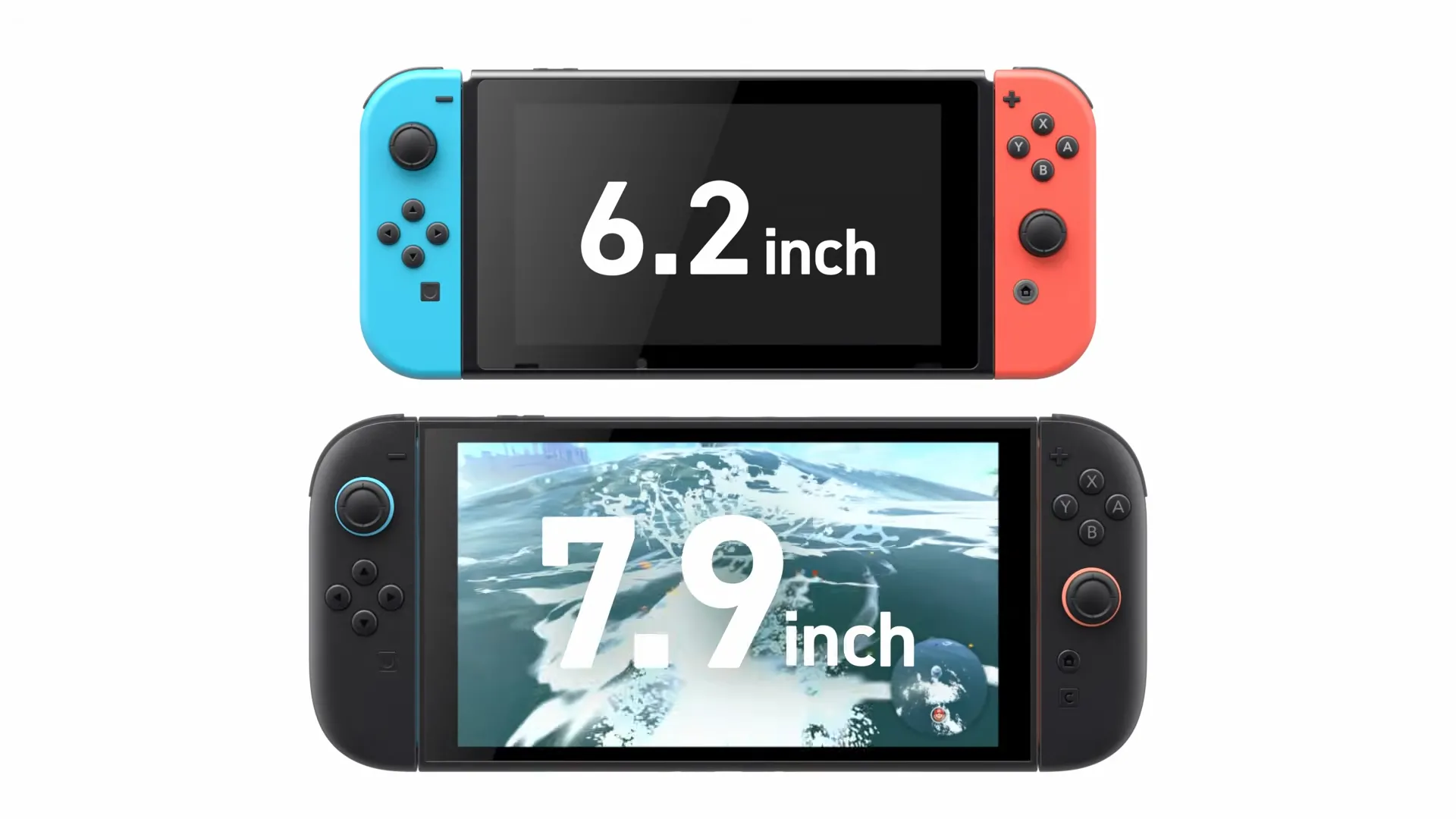 So sánh kích thước màn hình giữa Nintendo Switch và Nintendo Switch 2