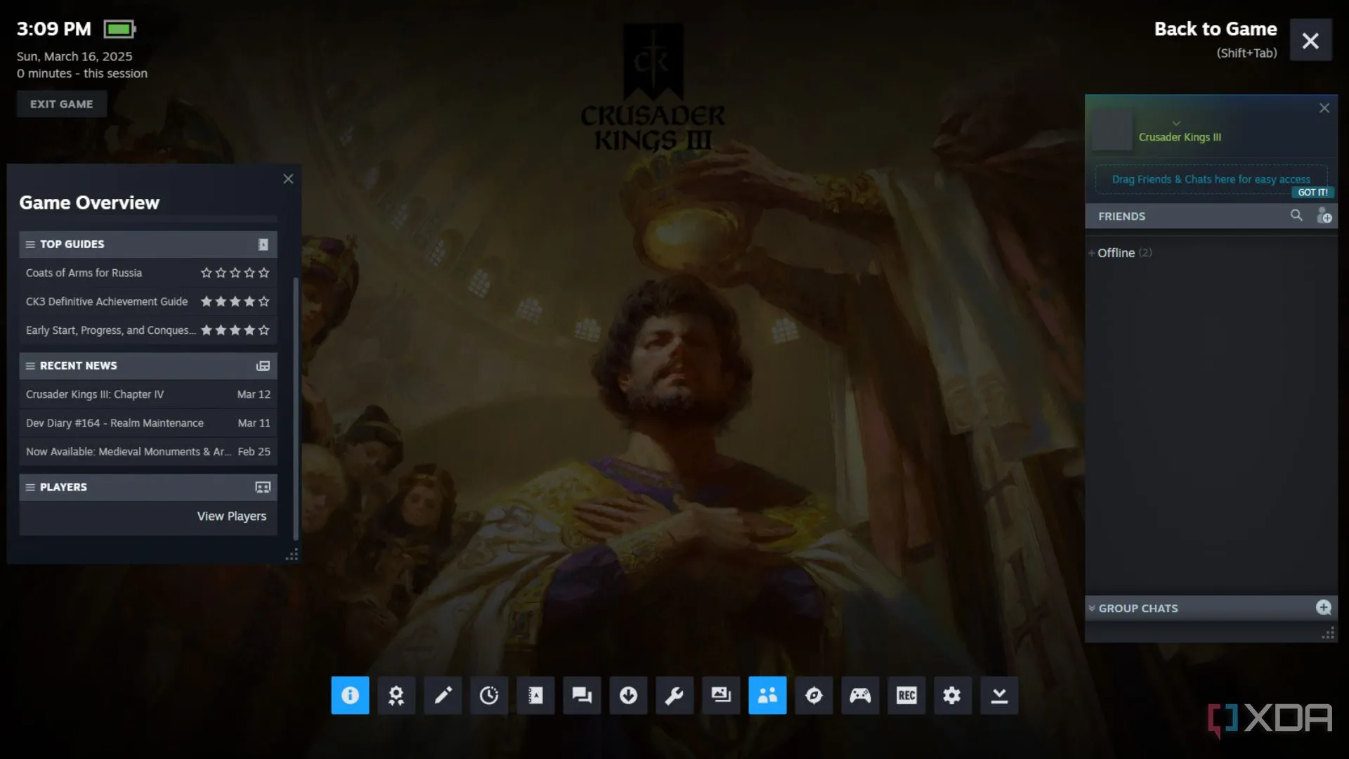 Steam Overlay trên màn hình tải Crusader Kings 3