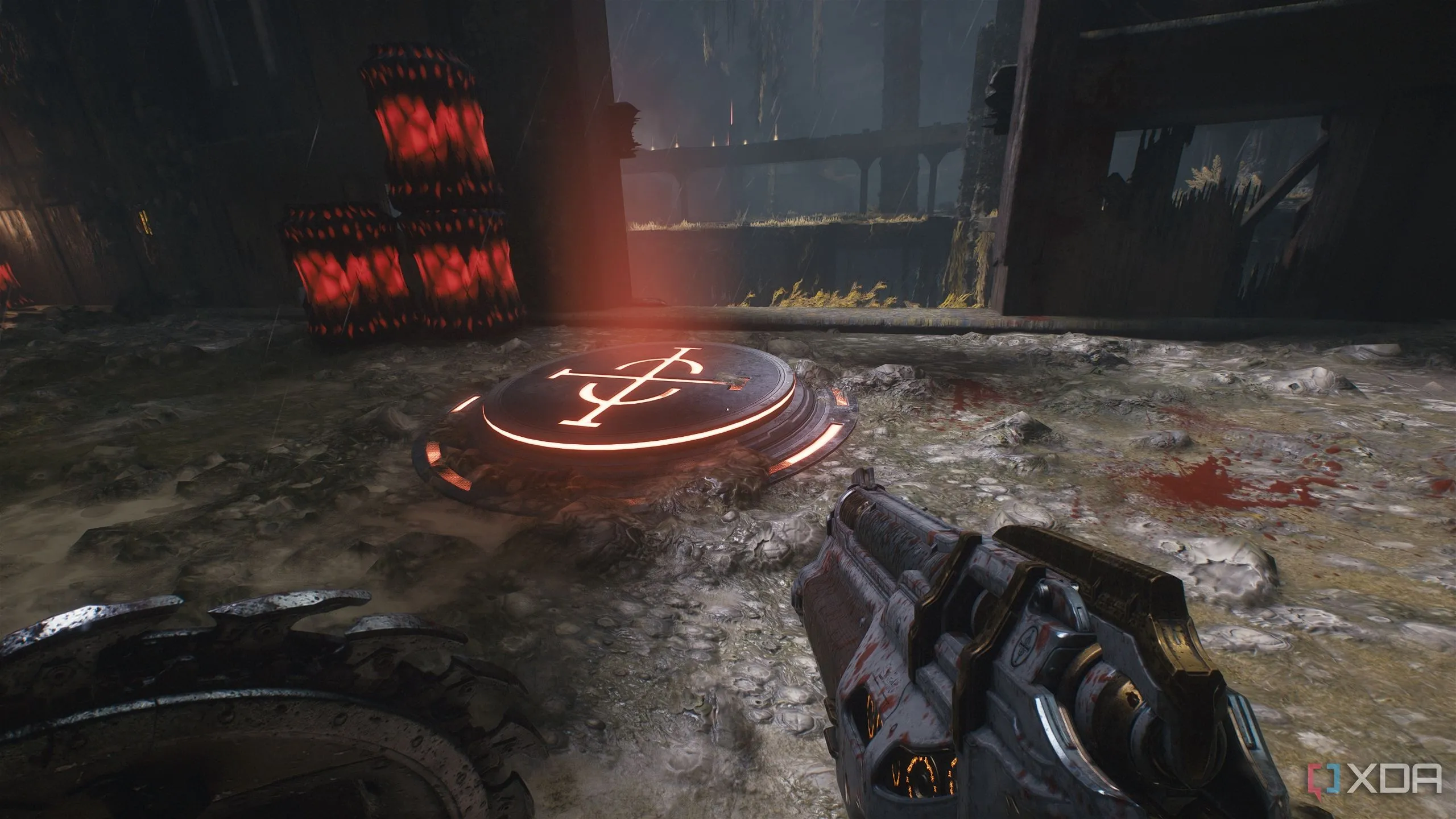 Tấm công tắc sàn màu đỏ trong Chương 14 Doom The Dark Ages.