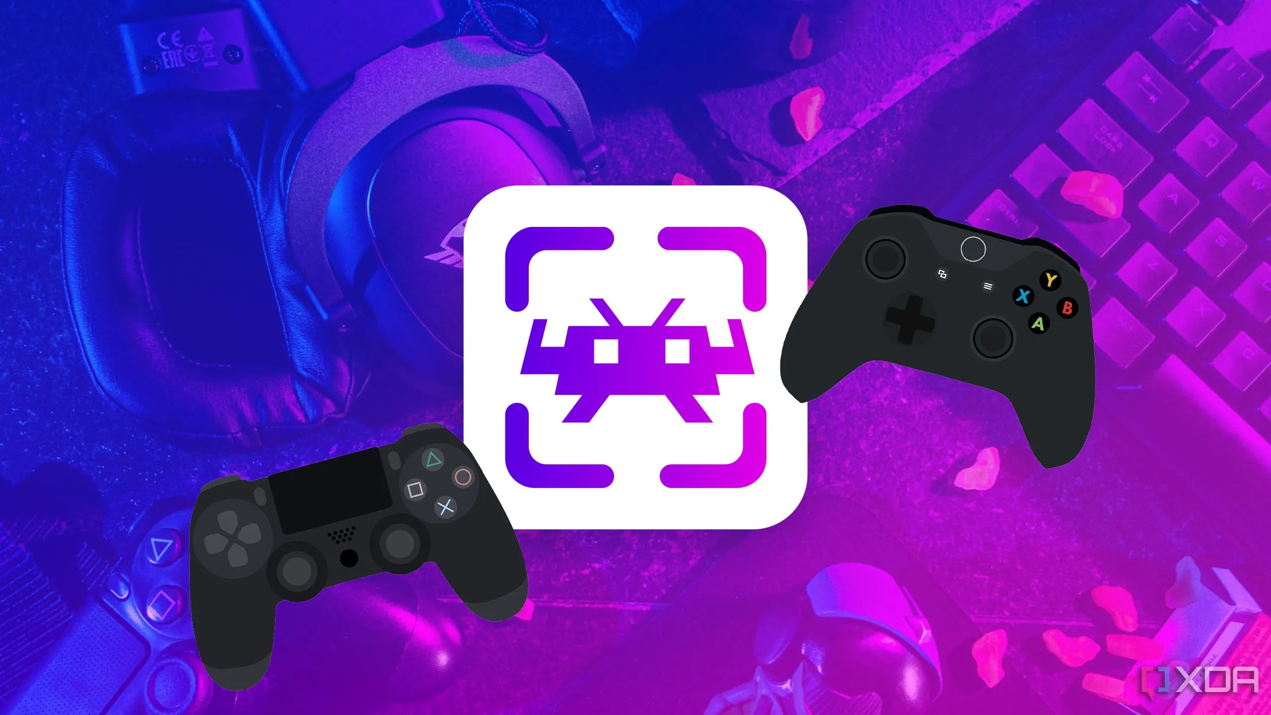Tay cầm chơi game cổ điển đặt trên logo RetroArch, biểu tượng cho việc giả lập game retro.