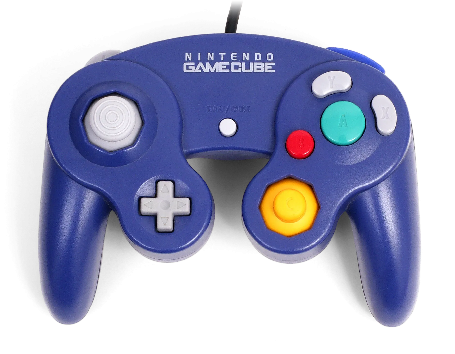 Tay cầm Nintendo Switch 2 GameCube màu xanh cổ điển với các nút điều khiển đặc trưng