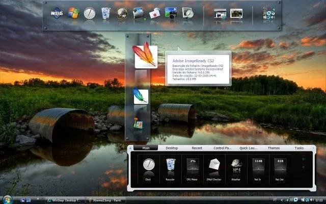Thanh dock ứng dụng Nexus Dock trên Windows với các biểu tượng được căn giữa