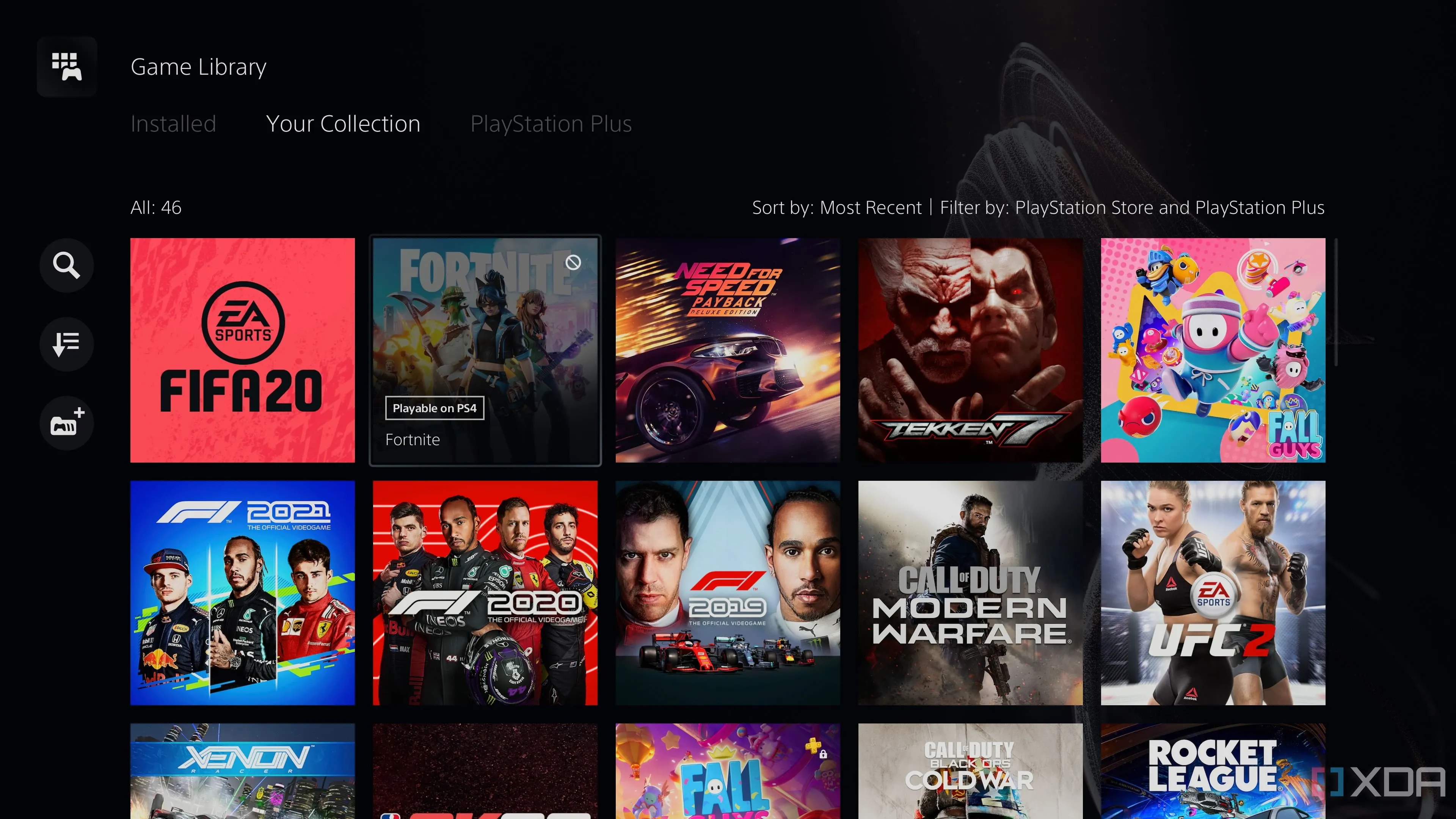 Thư viện game kỹ thuật số trên giao diện PlayStation 5, phản ánh xu hướng game thủ phổ thông ưa chuộng bản số.