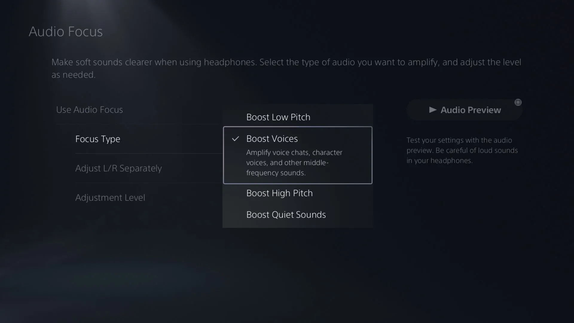 Tính năng Audio Focus mới trên giao diện PlayStation 5