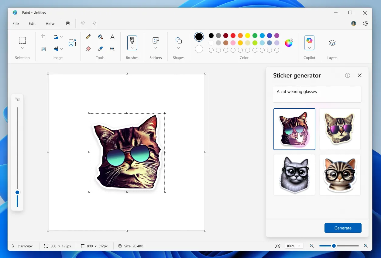 Tính năng tạo Sticker bằng AI trong Paint