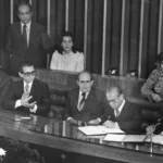 Tổng thống Brazil João Figueiredo trong lễ nhậm chức năm 1979, giai đoạn chính sách Thị trường Dự trữ được áp dụng.