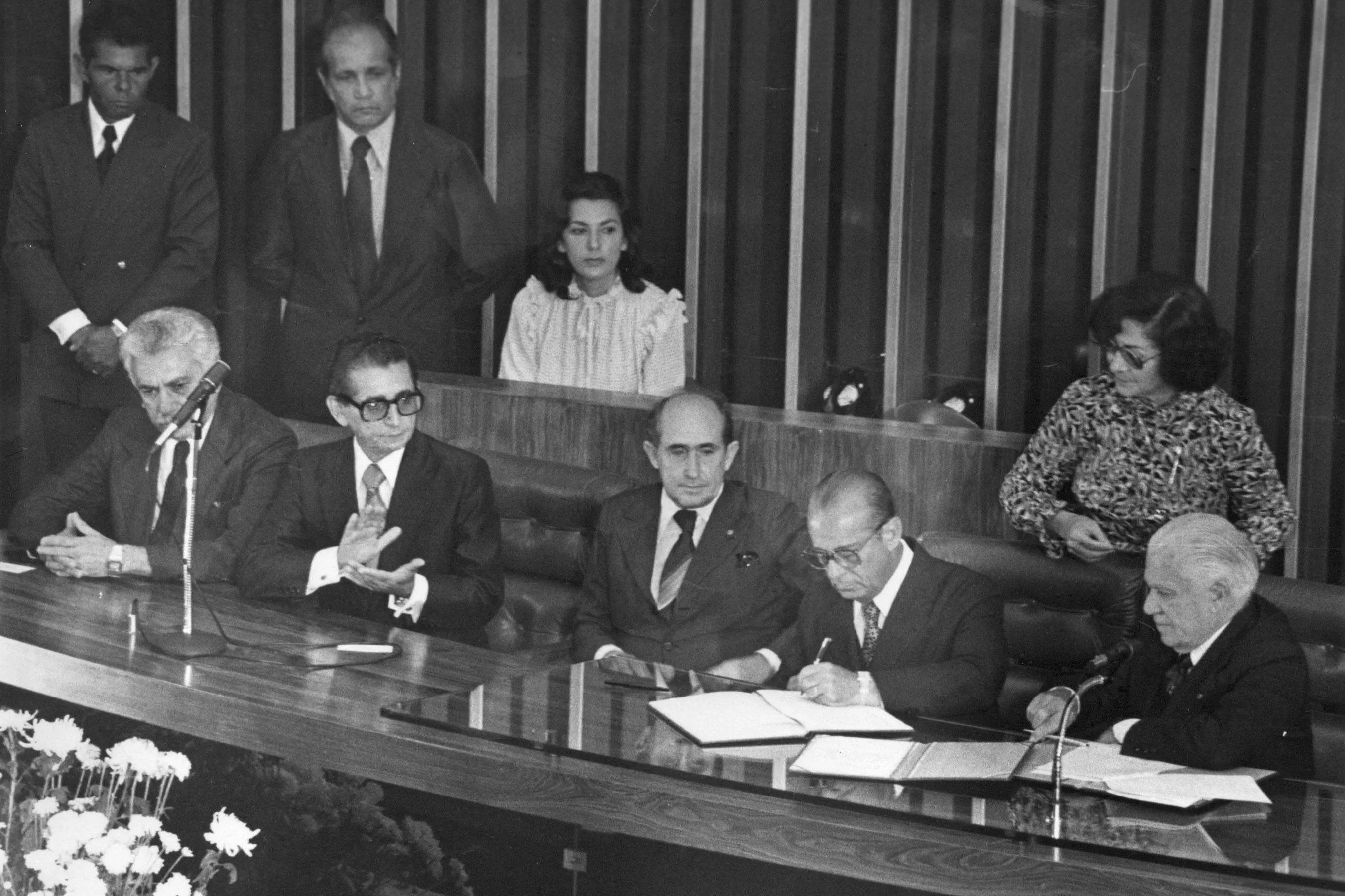 Tổng thống Brazil João Figueiredo trong lễ nhậm chức năm 1979, giai đoạn chính sách Thị trường Dự trữ được áp dụng.