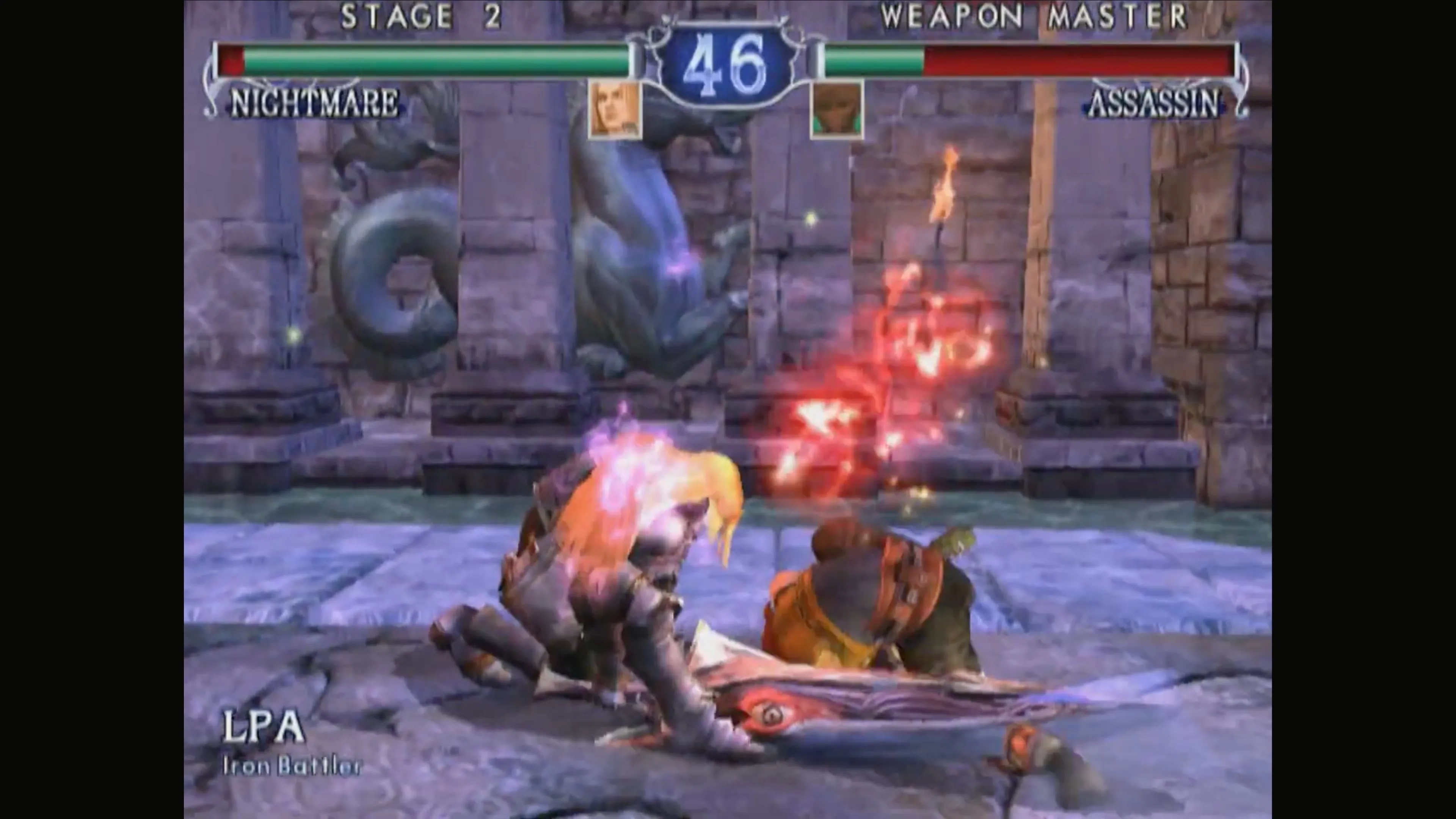 Trận đấu giữa Nightmare và Link trong SoulCalibur II