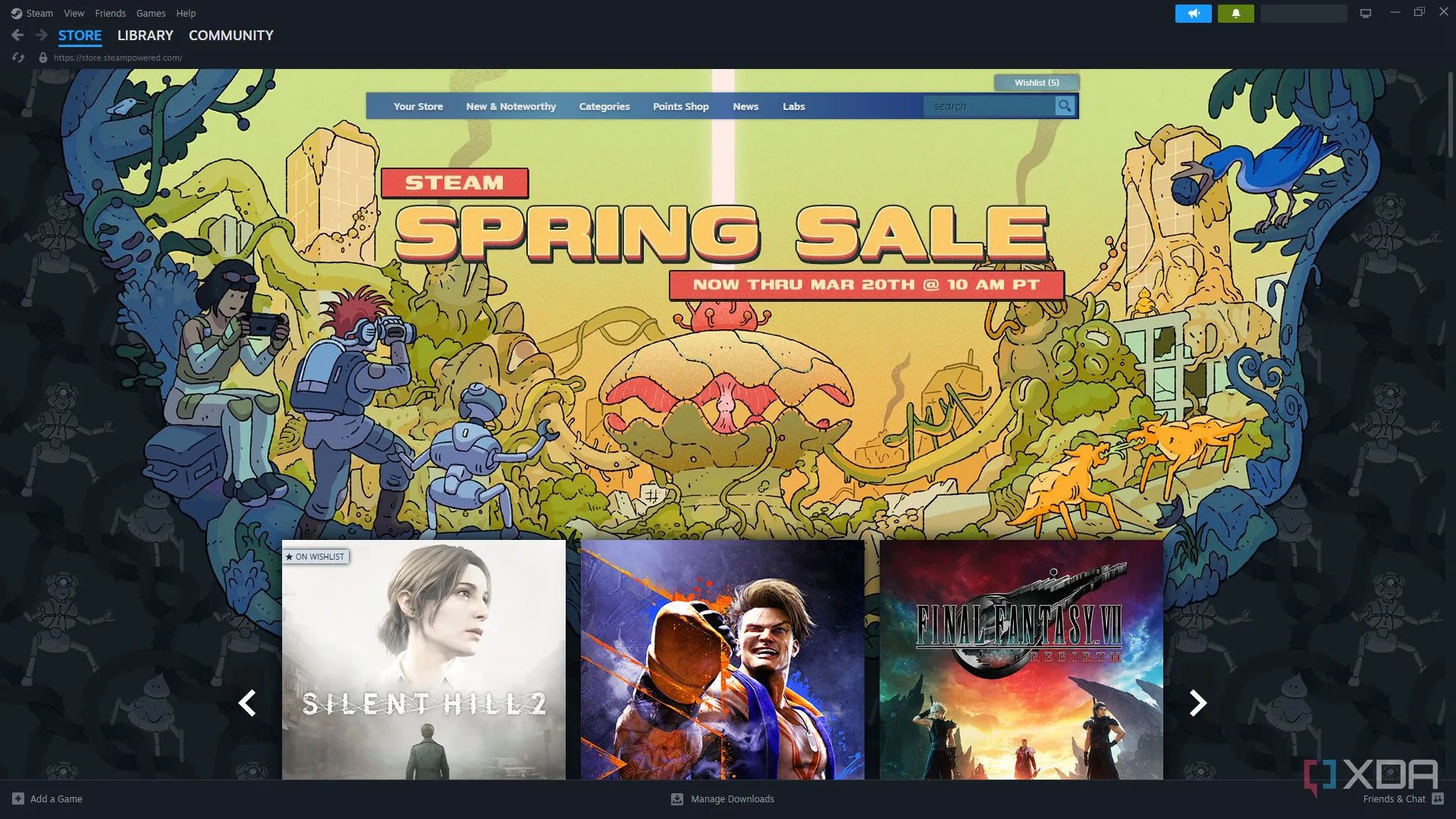 Trang chủ cửa hàng Steam với chương trình giảm giá Mùa Xuân
