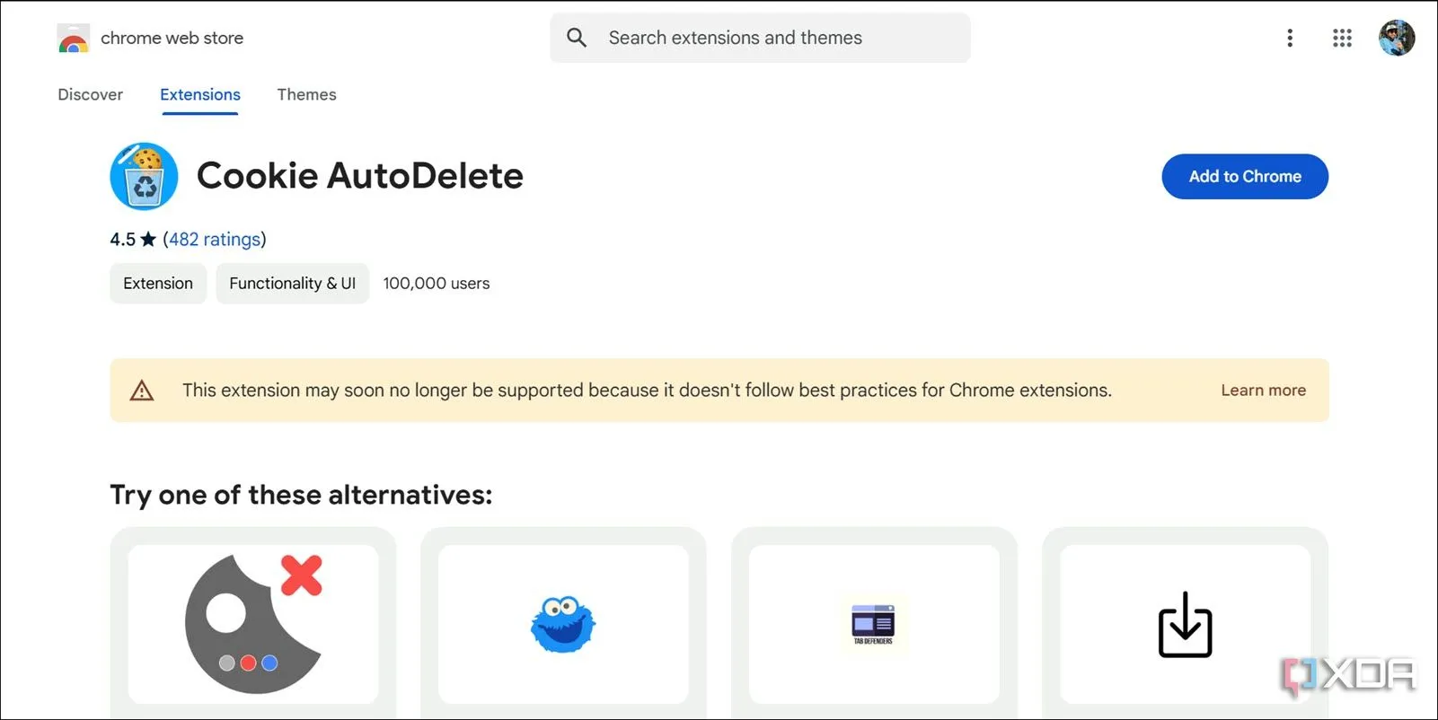 Trang tải xuống tiện ích Cookie AutoDelete cho trình duyệt