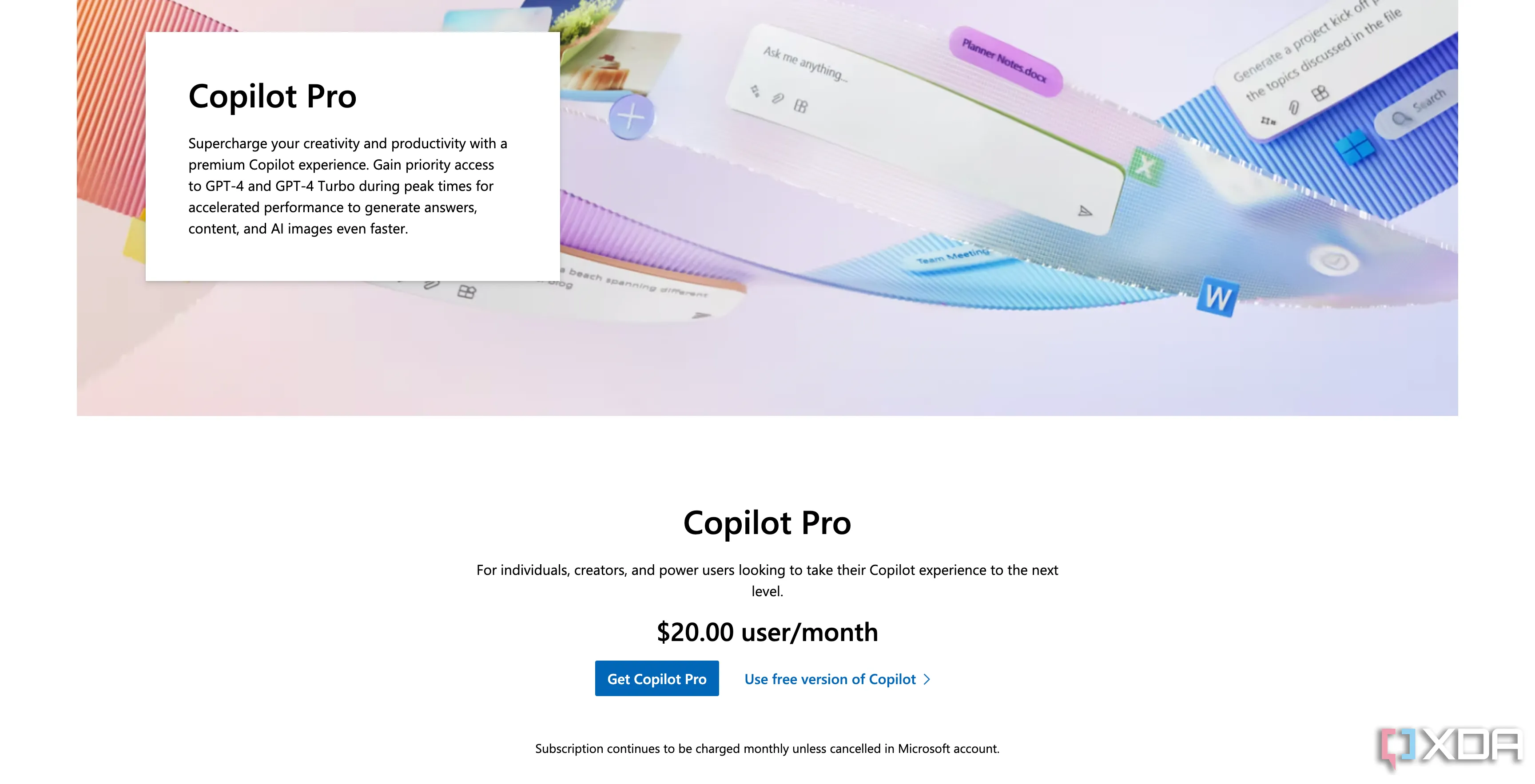 Trang web mua gói đăng ký Copilot Pro từ Microsoft, thể hiện sự minh bạch trong quy trình quản lý dịch vụ.
