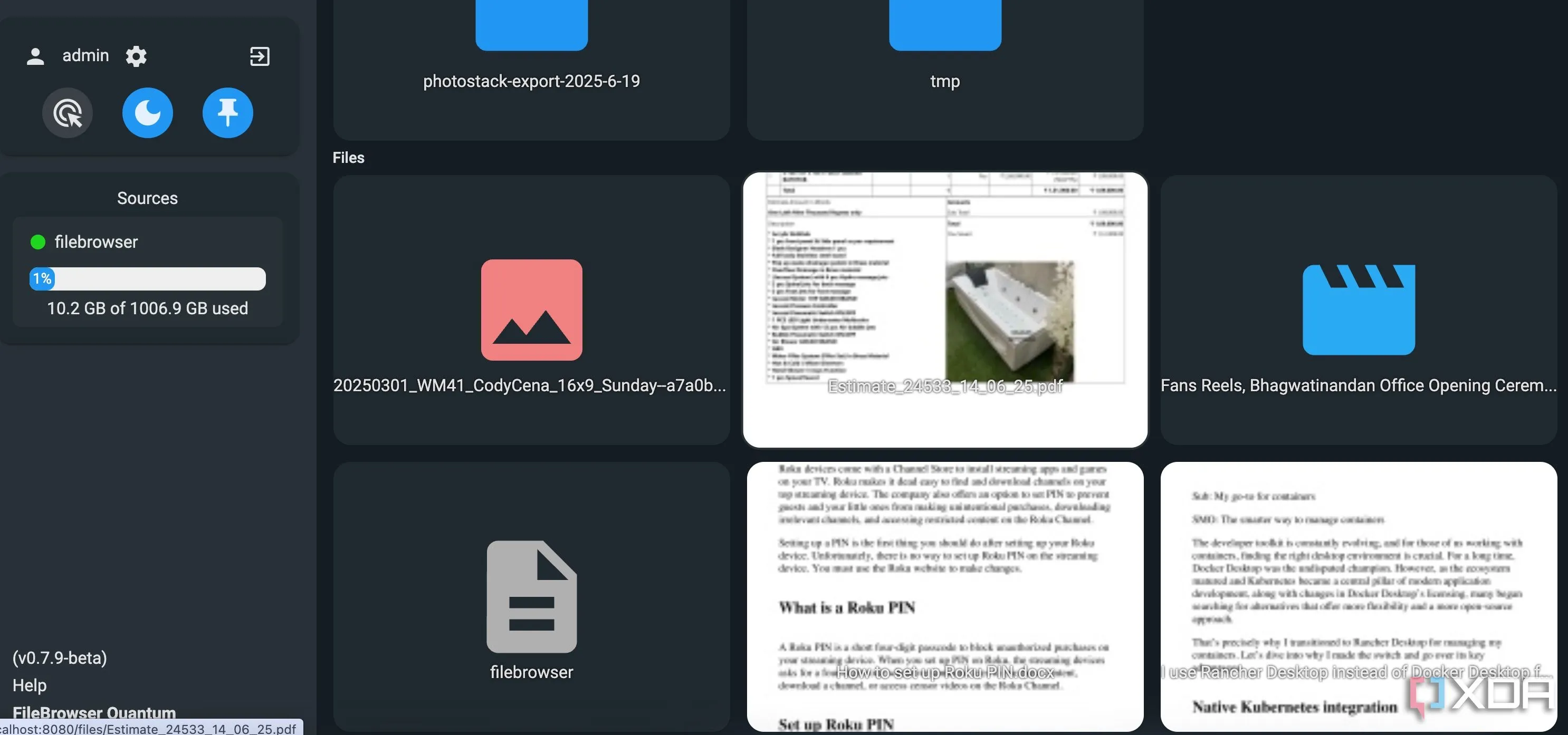 Trình xem trước đa phương tiện trong FileBrowser Quantum hiển thị hình ảnh và các tùy chọn điều khiển