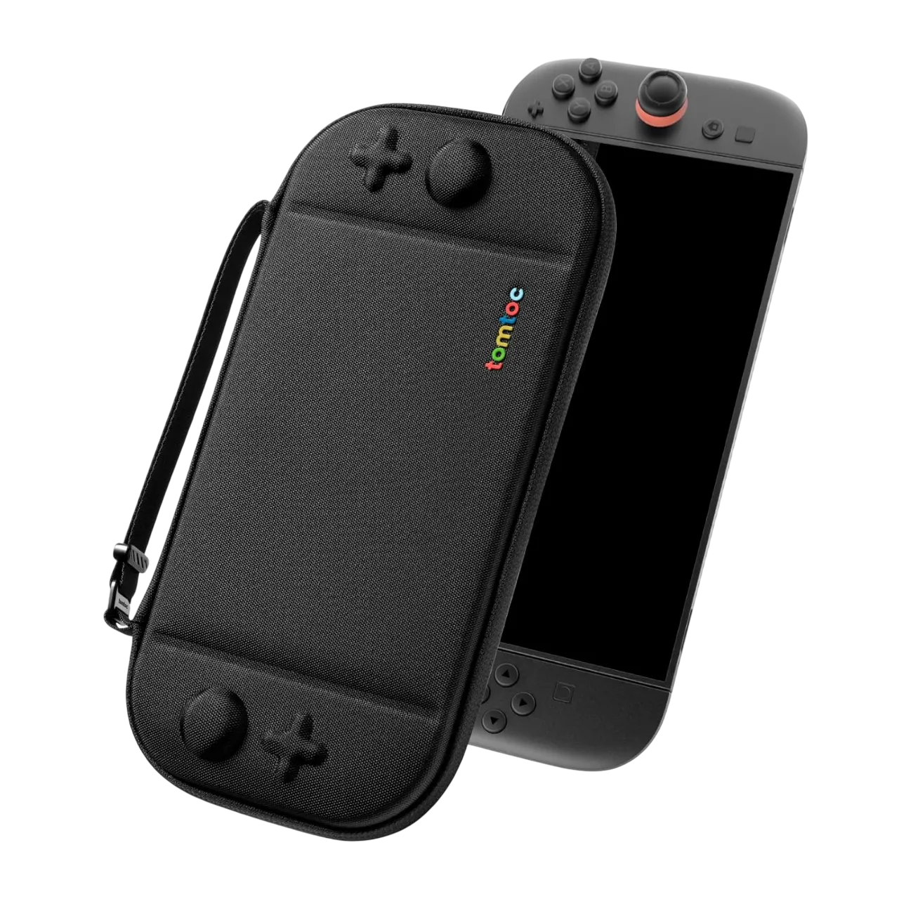 Túi đựng tomtoc Slim Carrying Case màu đen cho Nintendo Switch 2 hiển thị các chi tiết thiết kế