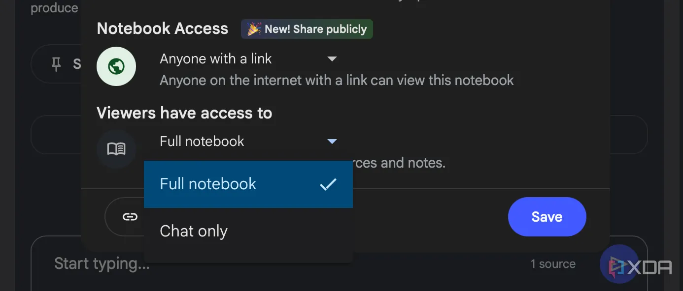 Tùy chỉnh quyền truy cập của người xem cho NotebookLM: &quot;Full notebook&quot; hoặc &quot;Chat only&quot;