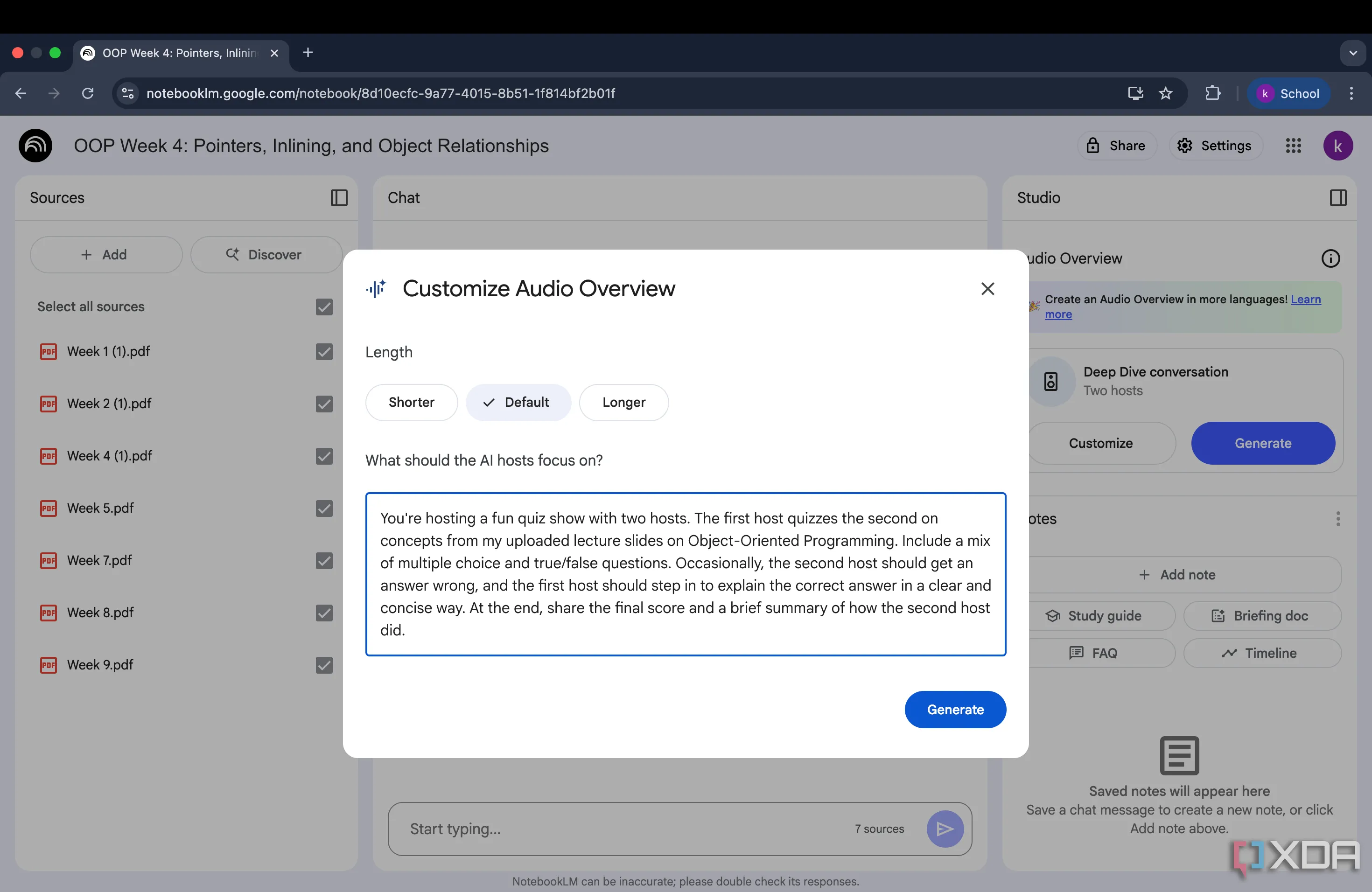 Tùy chỉnh tính năng Audio Overview của NotebookLM để tạo chương trình đố vui dựa trên tài liệu