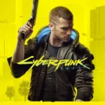 V Character Cyberpunk 2077 cầm súng lục trên đường phố Night City.