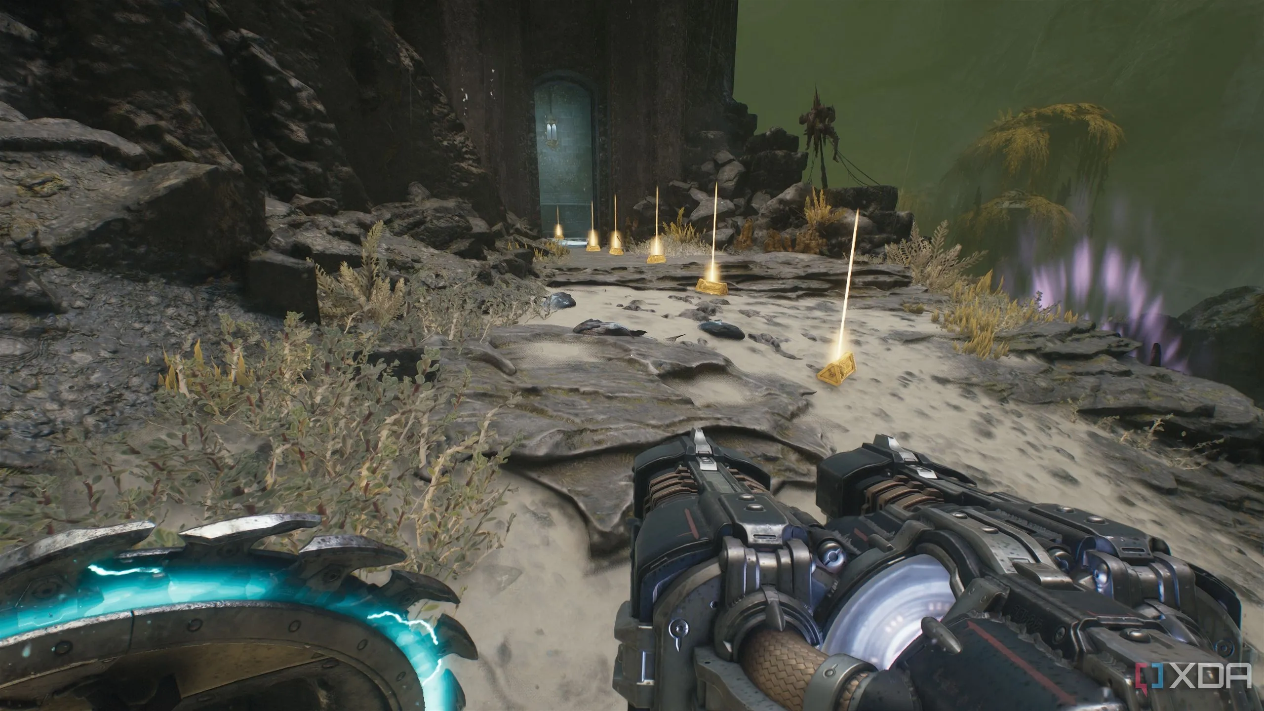 Vệt vàng nằm phía sau bộ phát Stasis thứ ba trong Chương 14 Doom The Dark Ages.