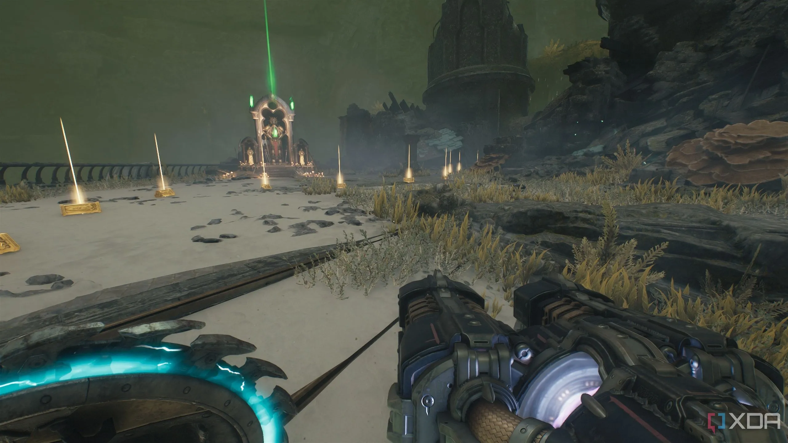 Vệt vàng trước Đền Sentinel trong Chương 14 Doom The Dark Ages.