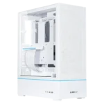 Vỏ case máy tính Lian Li SUP 01 với thiết kế mặt trước và cạnh kính nhìn xuyên, nổi bật với đèn RGB và khả năng tản nhiệt hiệu quả